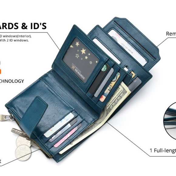 Women's Small Leather RFID Bifold Wallet - Picture 9 of 9